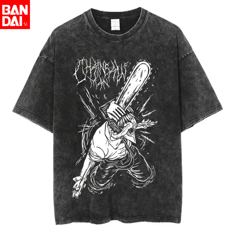 Men Shoes Japan - Camiseta Gráfica de Metal Blanco Chainsaw